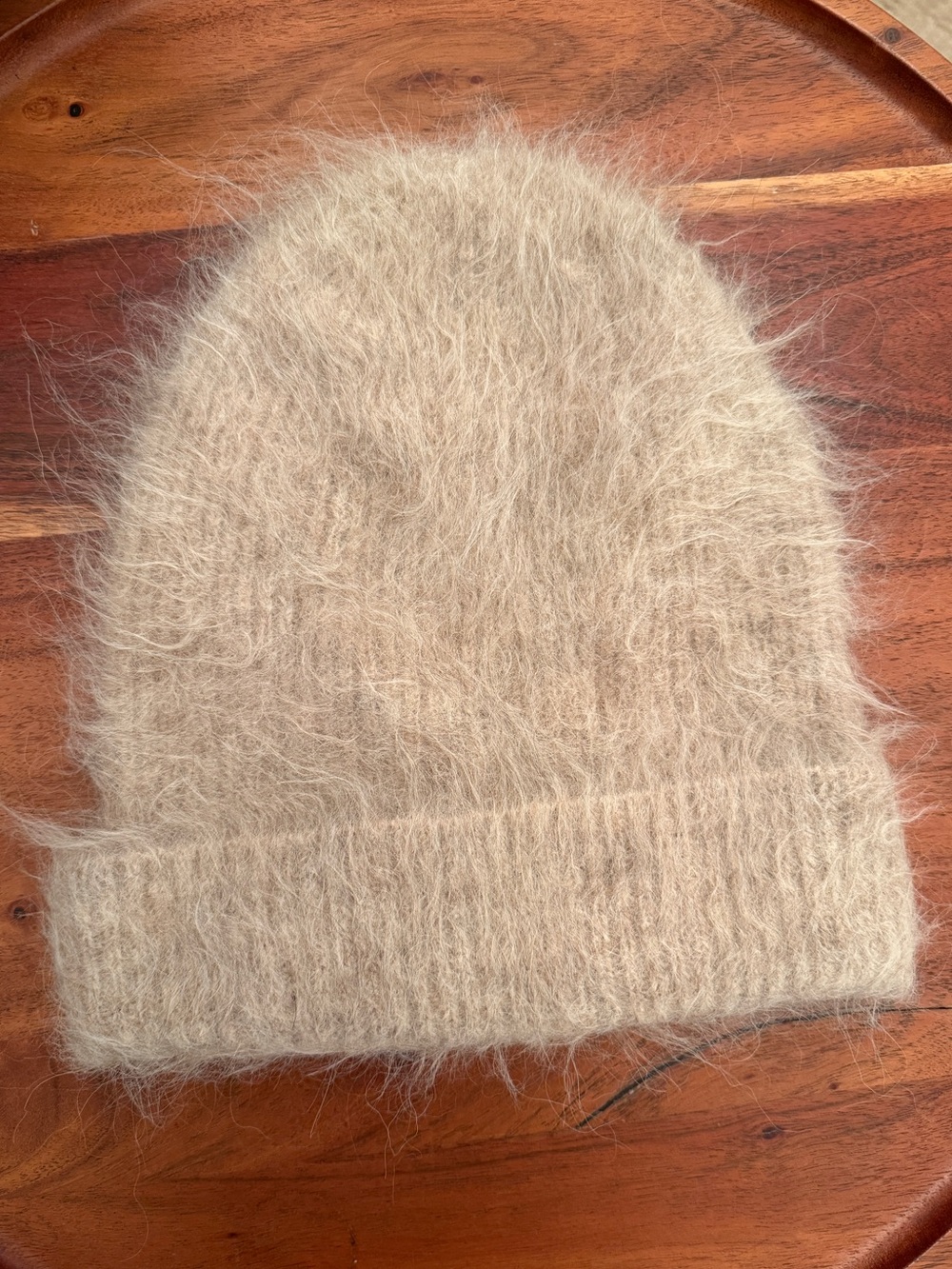 Billy Bamboo Alpaca Blend Fuzzy Knit Fall Beanie Tan Brown Cuffed